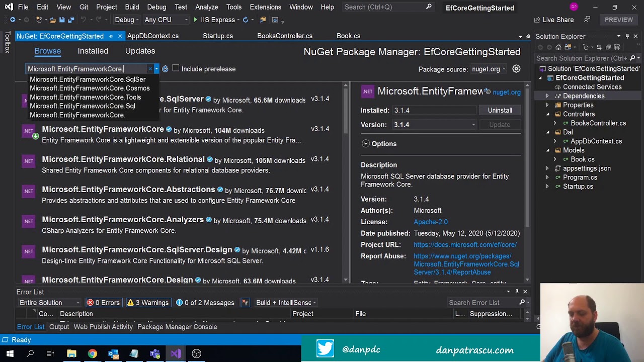 Getting started with EF Core in ASP.NET COre