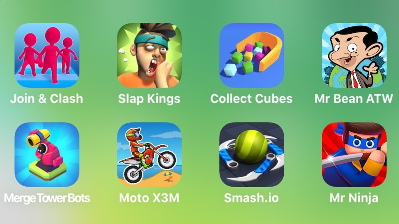 Присоединяйтесь к Clash 3D, Slap Kings, Collect Cubes, Mr Bean, Merge Tower Bots, Moto X3M, Smash...