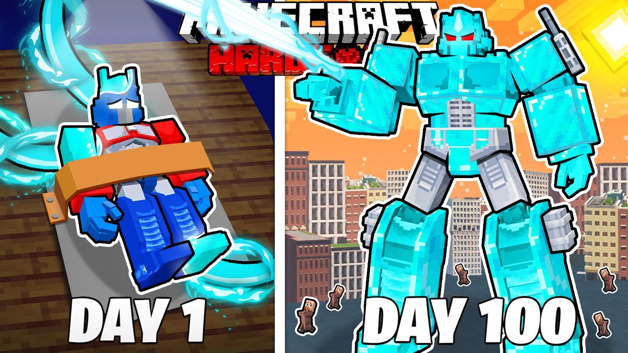 I Survived 100 Days as a DIAMOND TRANSFORMER in HARDCORE Minecraft