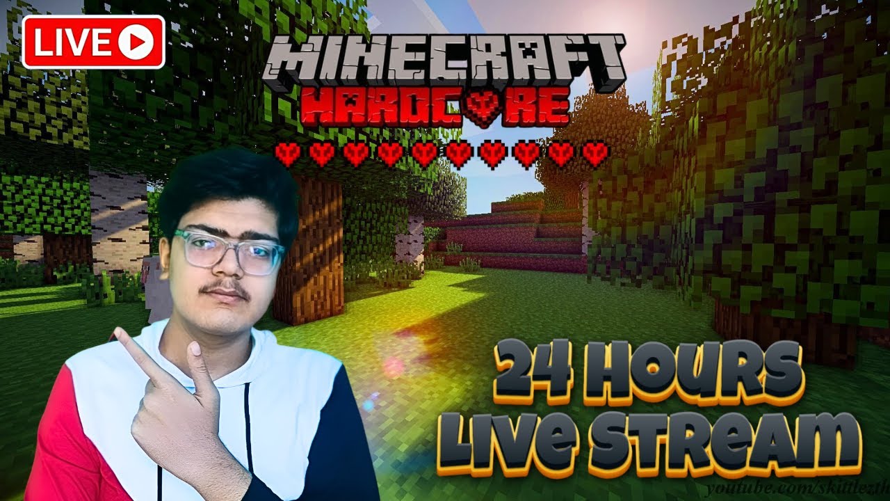 24 Hours Minecraft Hardcore Challenge LIVE 🔥 | Can I Survive the Night? 💀