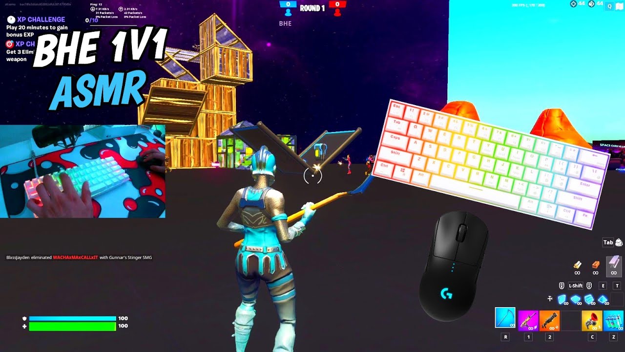 RK61 ASMR 🤩 Blue Switches Chill Keyboard Fortnite BHE 1V1 FFA Gameplay 🎧