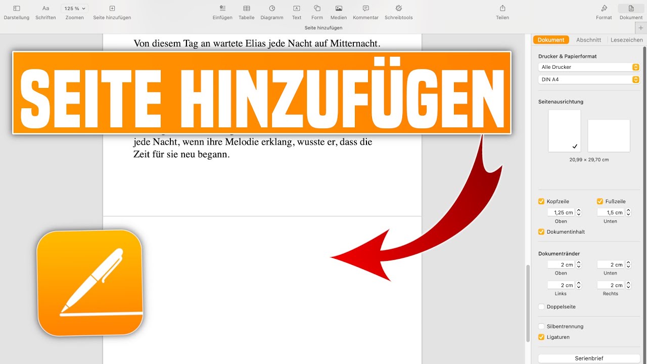 Pages Seite hinzuf&uuml;gen (oben, unten & zwischen Seiten) | Pages neue Seite erstellen