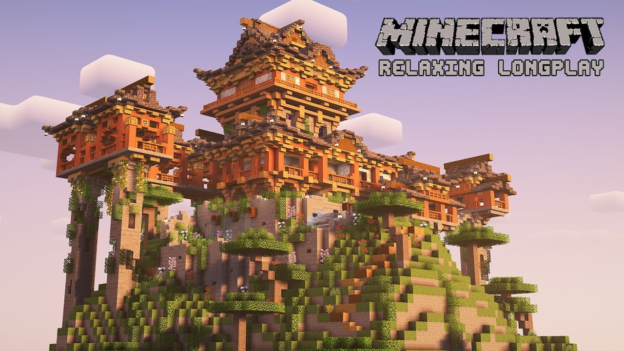 We Built a Peaceful Japanese Castle Base - Minecraft Relaxing Longplay (No Commentary)
