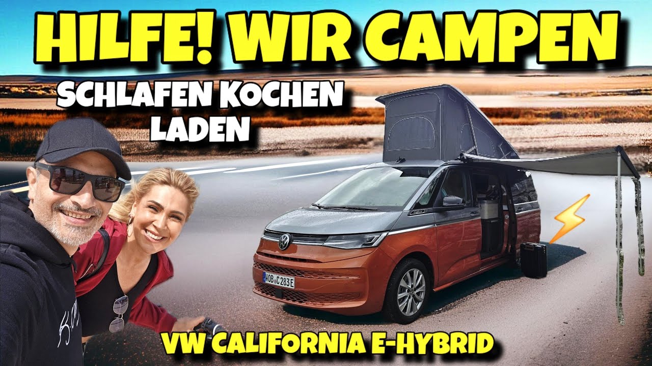 Erste Nacht im Camper! Schlafen, Kochen Laden! 1500 km Roadtrip im e-Hybrid VW California #camping