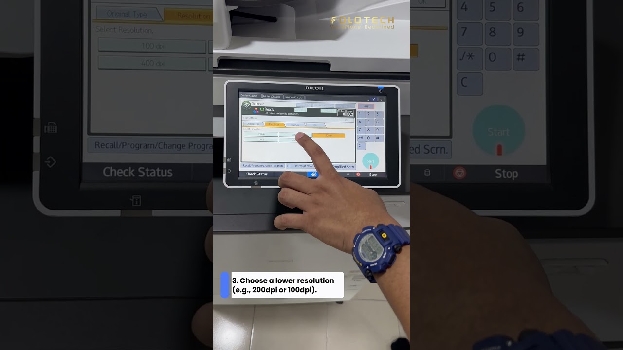 How to Scan Large Documents with Lower Resolution on Ricoh Photocopier Machine