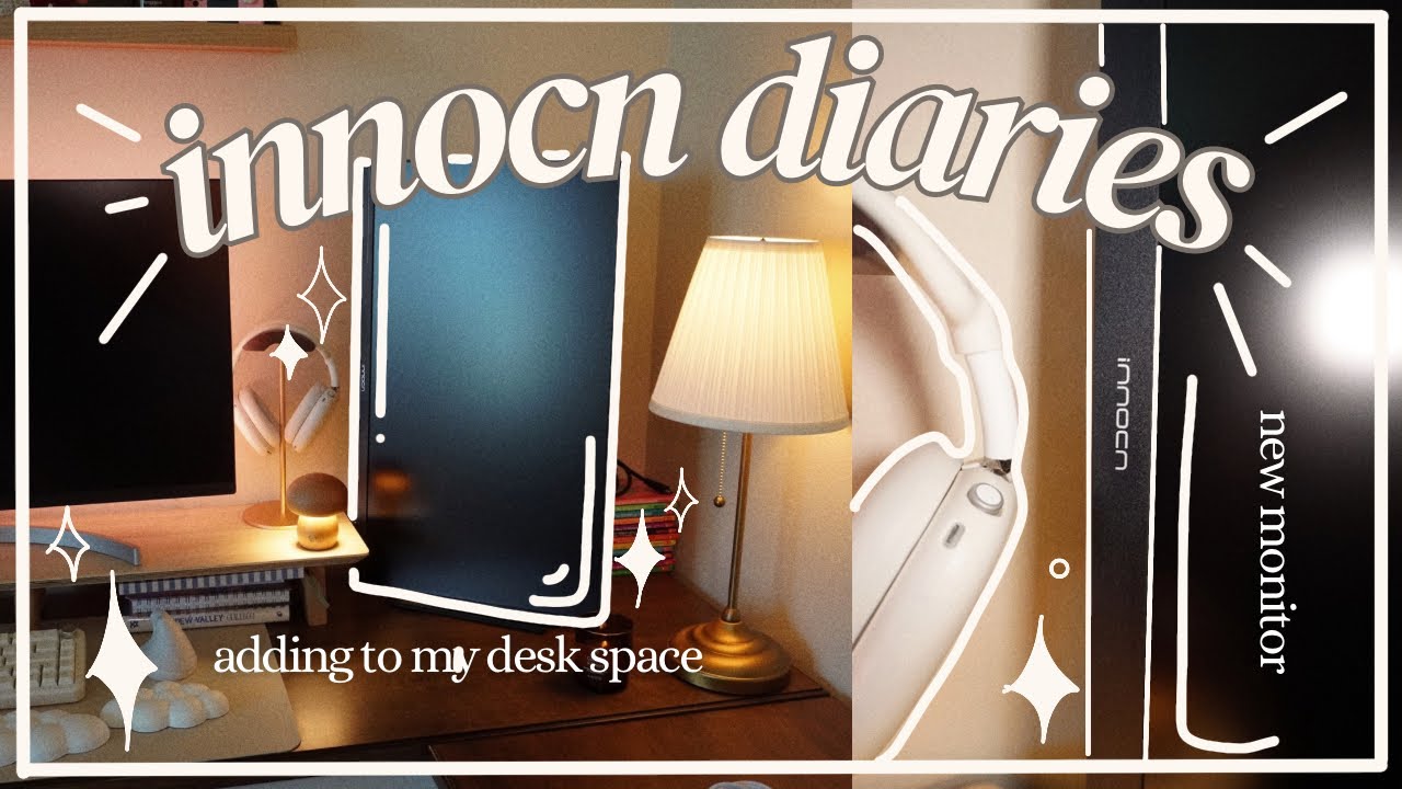Reorganizing my desk | INNOCN monitor, setting it up, new desk additions ✨🕯🖥️