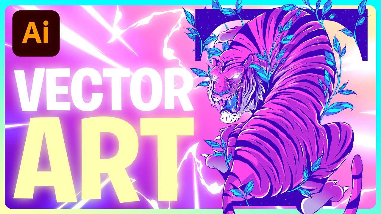 Day 20: #T - Drawing a Tiger From Sketch to Paint in Adobe Illustrator- Illustration Speed Art