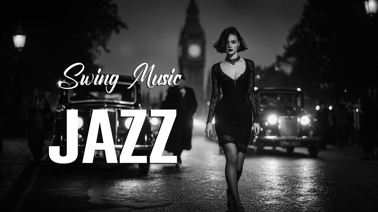 Old London Jazz Charm 🎷 Strolls, Style & Classic Cars with an Elegant Girl in 1950s Swing Music Mood
