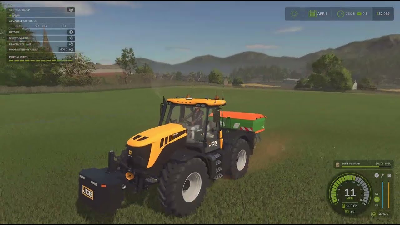 #farmingsimulator , Fertilizing with the Fastrac