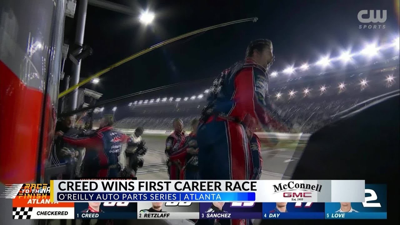 Sheldon Creed gets first career win in O’Reilly Auto Parts Series at EchoPark Speedway