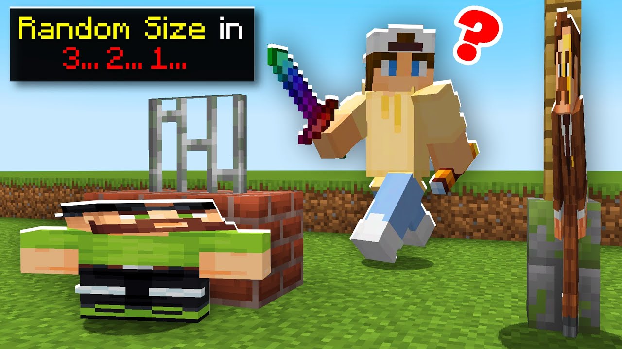 Minecraft Hide and Seek, But There's RANDOM Sizes Each Round