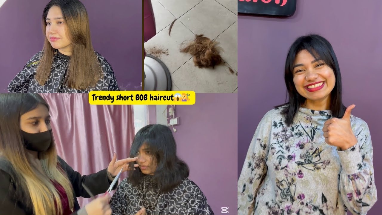 Cutting extreme long hair to short Trendy  shoulder cut bob😱😍💇‍♀️ ||vlogs with Rida n Hoori