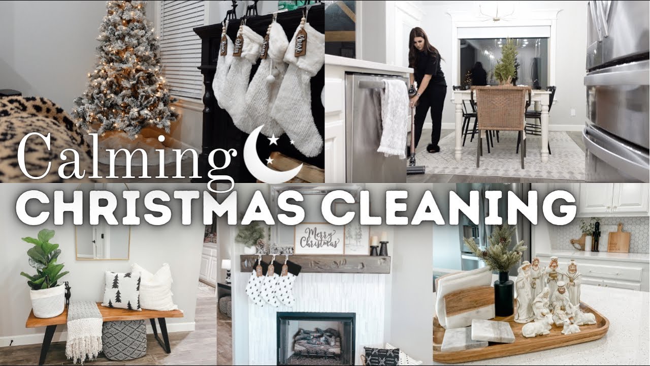 CALMING CHRISTMAS CLEAN WITH ME | CHRISTMAS CLEANING 2021 | AFTER DARK CHRISTMAS CLEANING