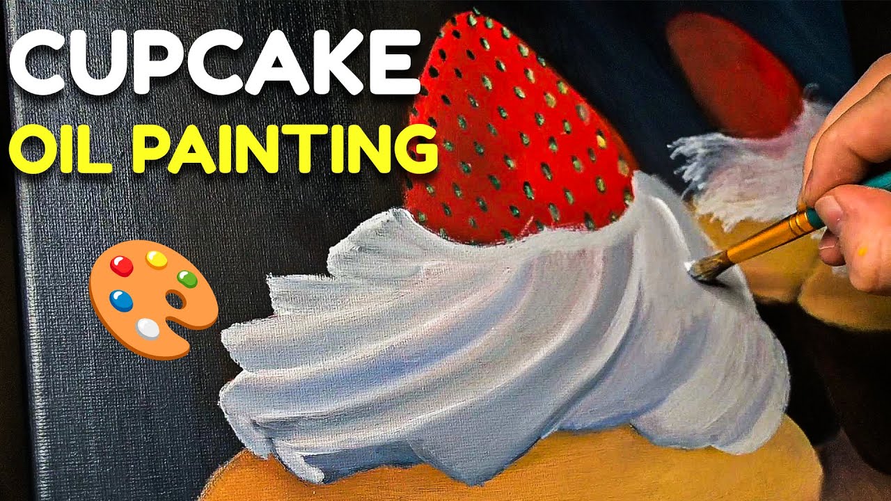 🧁 Strawberry Cupcake Oil Painting Timelapse 🎨 | 20 Min Relaxing Timelapse