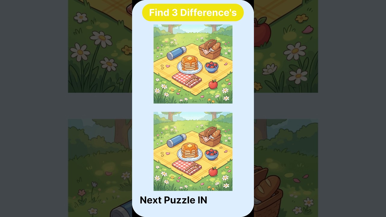 New puzzle on every 3 min | Can you find 3 differences ?    #brainteaser