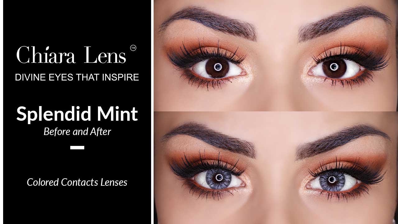 Chiara Lens - Splendid Mint | Prima e Dopo Lenti a Contatto Azzurre su Occhi Scuri