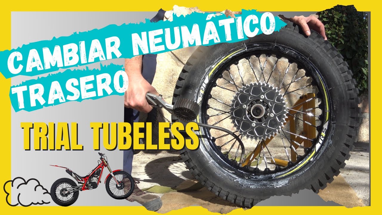 🏍🔥Cambiar un NEUMÁTICO TRASERO de una MOTO DE TRIAL TUBELESS (+ Truco infalible✅)