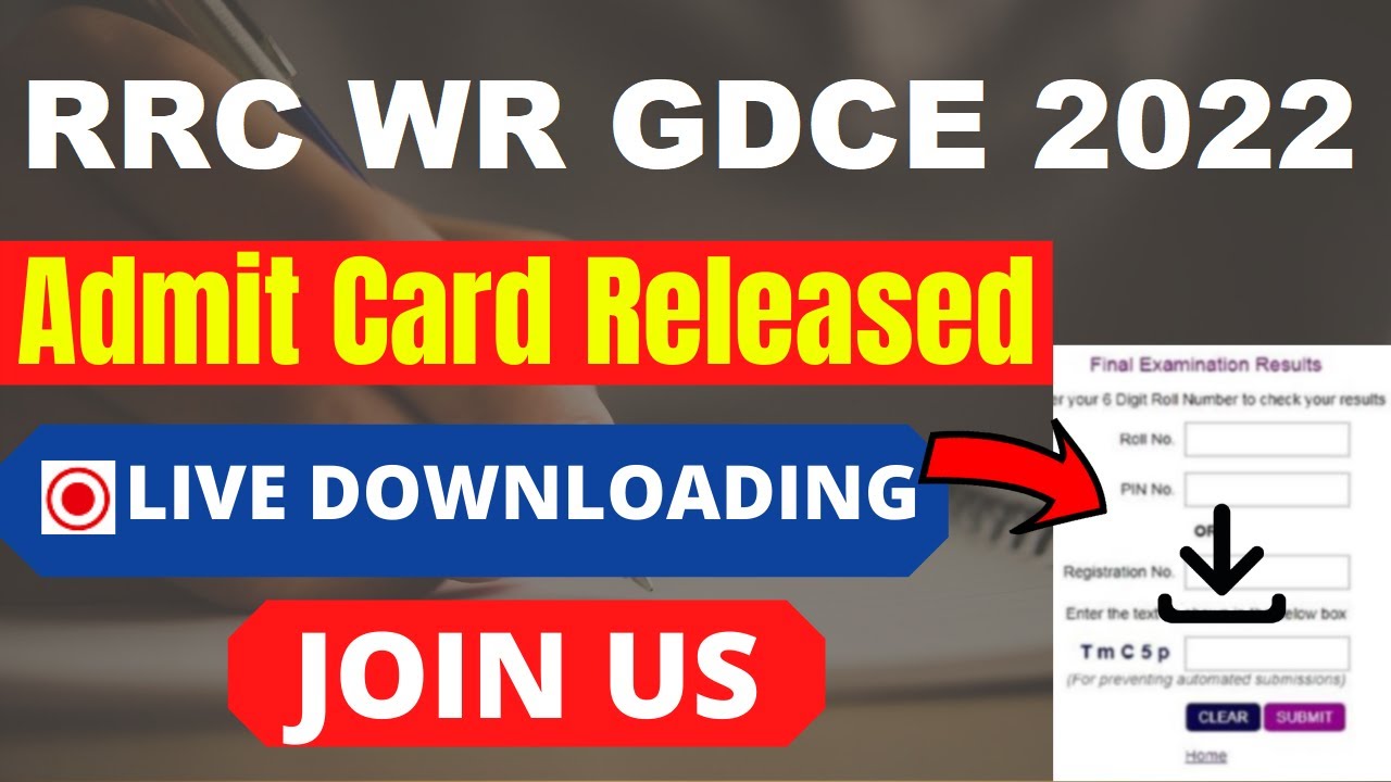 RRC WR GDCE 2022 Admit Card (Released) - How To Download RRC WR GDCE 2022 Admit Card Here