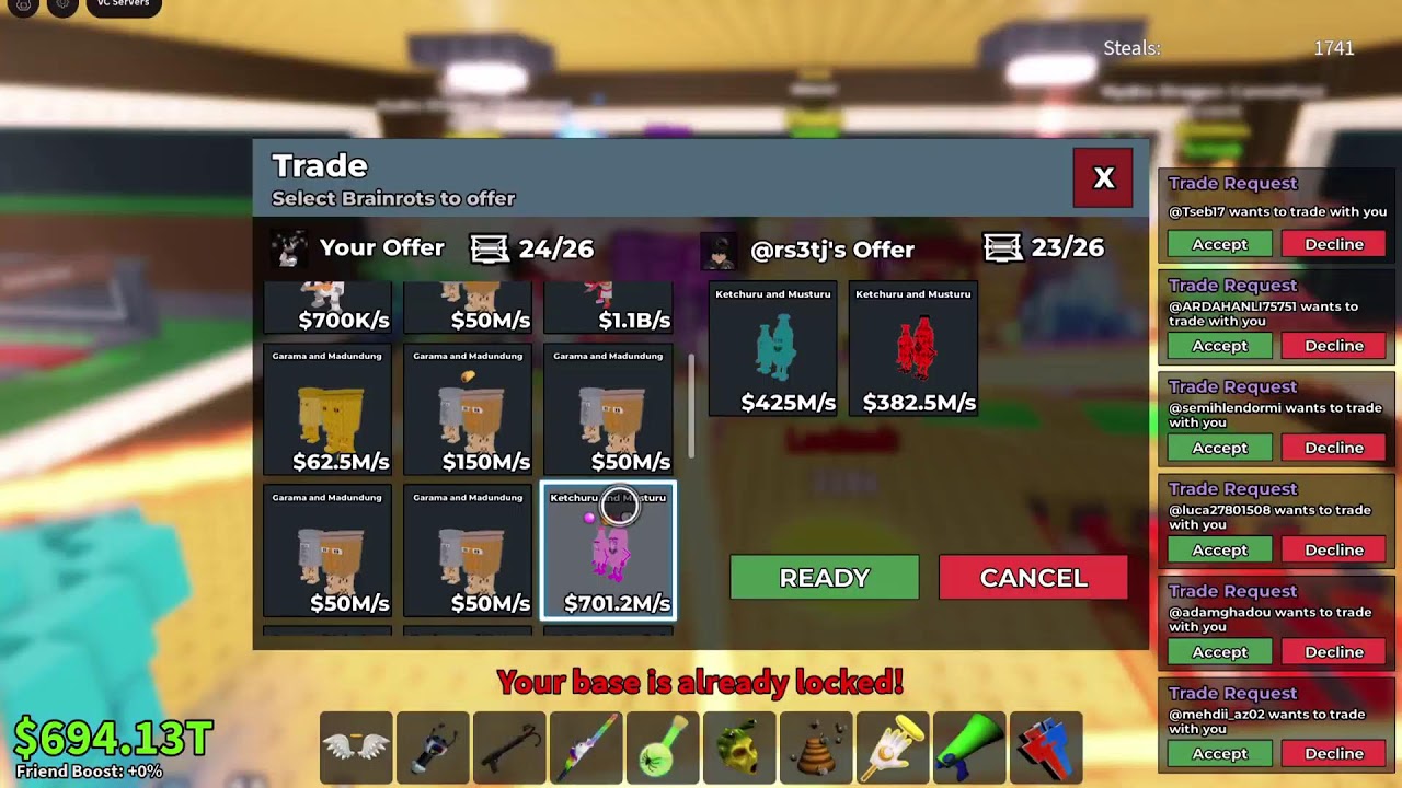 Live trade steal a brainrot   { giveway } je cherche OG