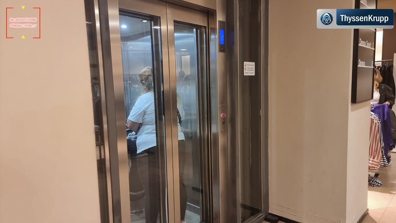 2008 ThyssenKrupp scenic roped hydraulic elevator@Zara Livorno D.Store, Livorno, Italy