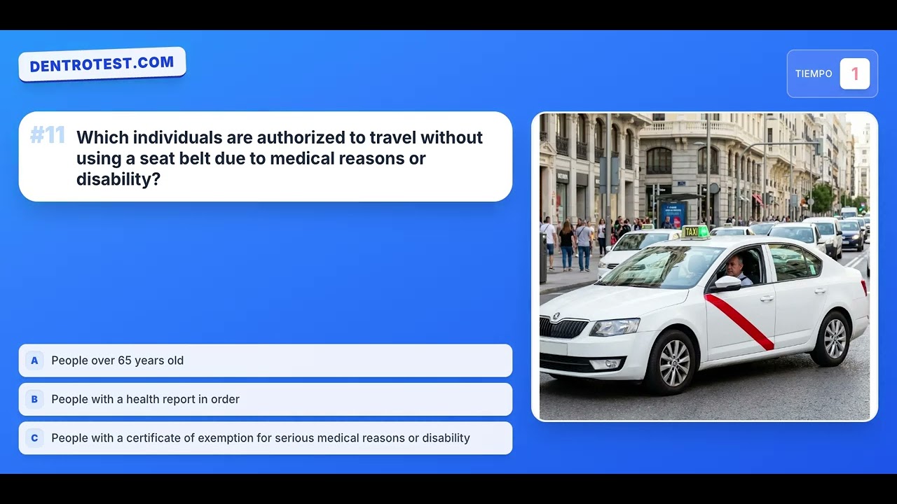Spanish Driving Theory Test 2026 🇪🇸 DGT Practice Test – Safety, Seat Belts & Eco-Driving Questions