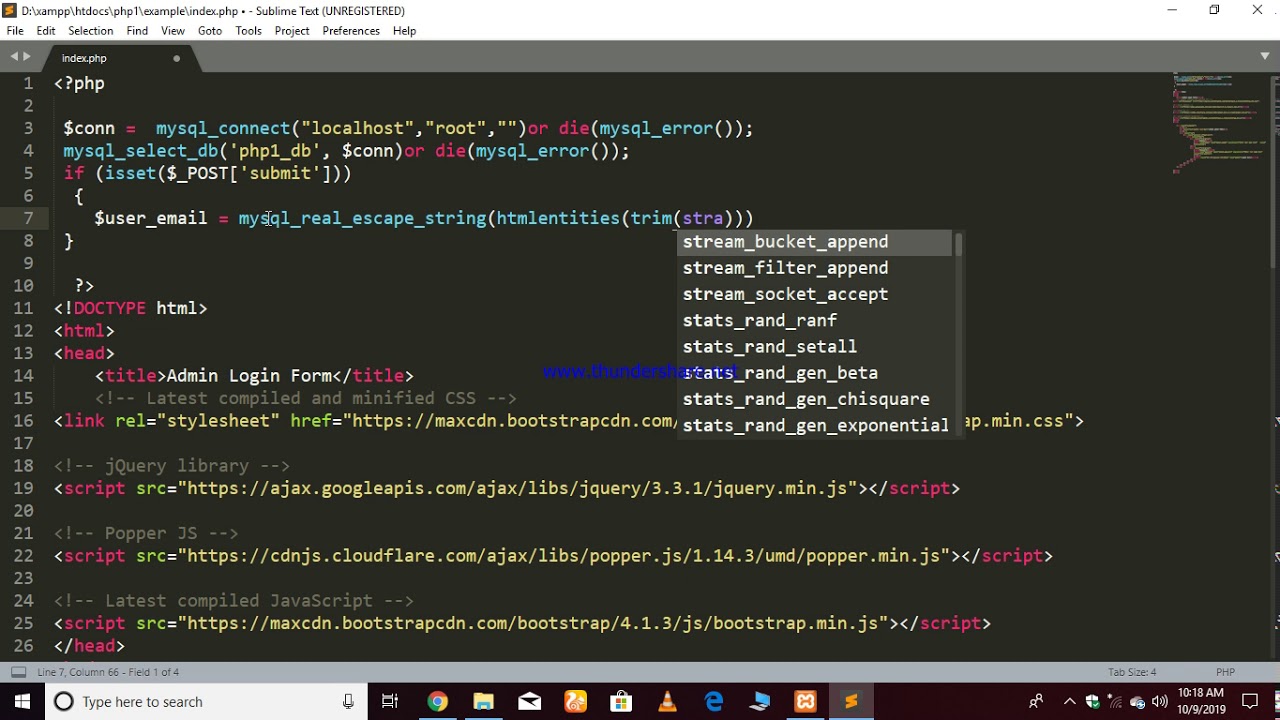 Secure Admin Login form in Php