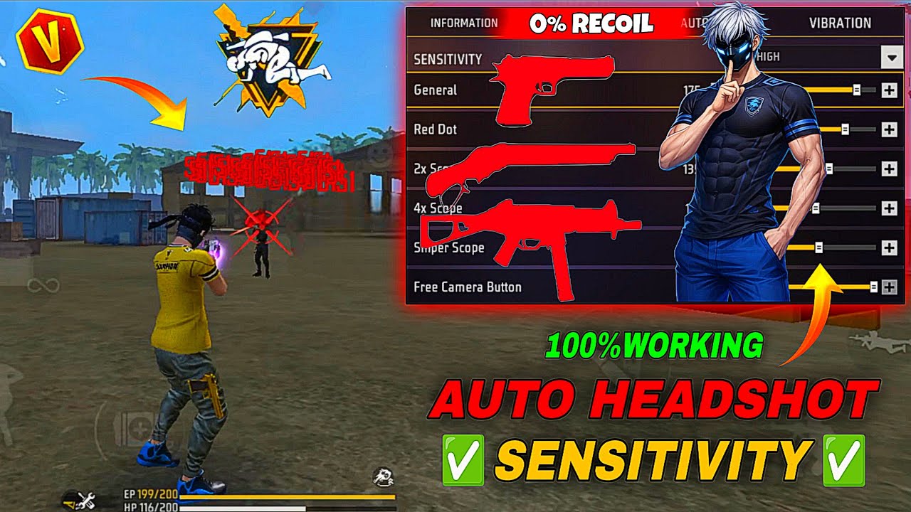 All Gun Headshot Sensitivity Setting After New OB52 Update | Free Fire Max Auto Headshot Sensitivity