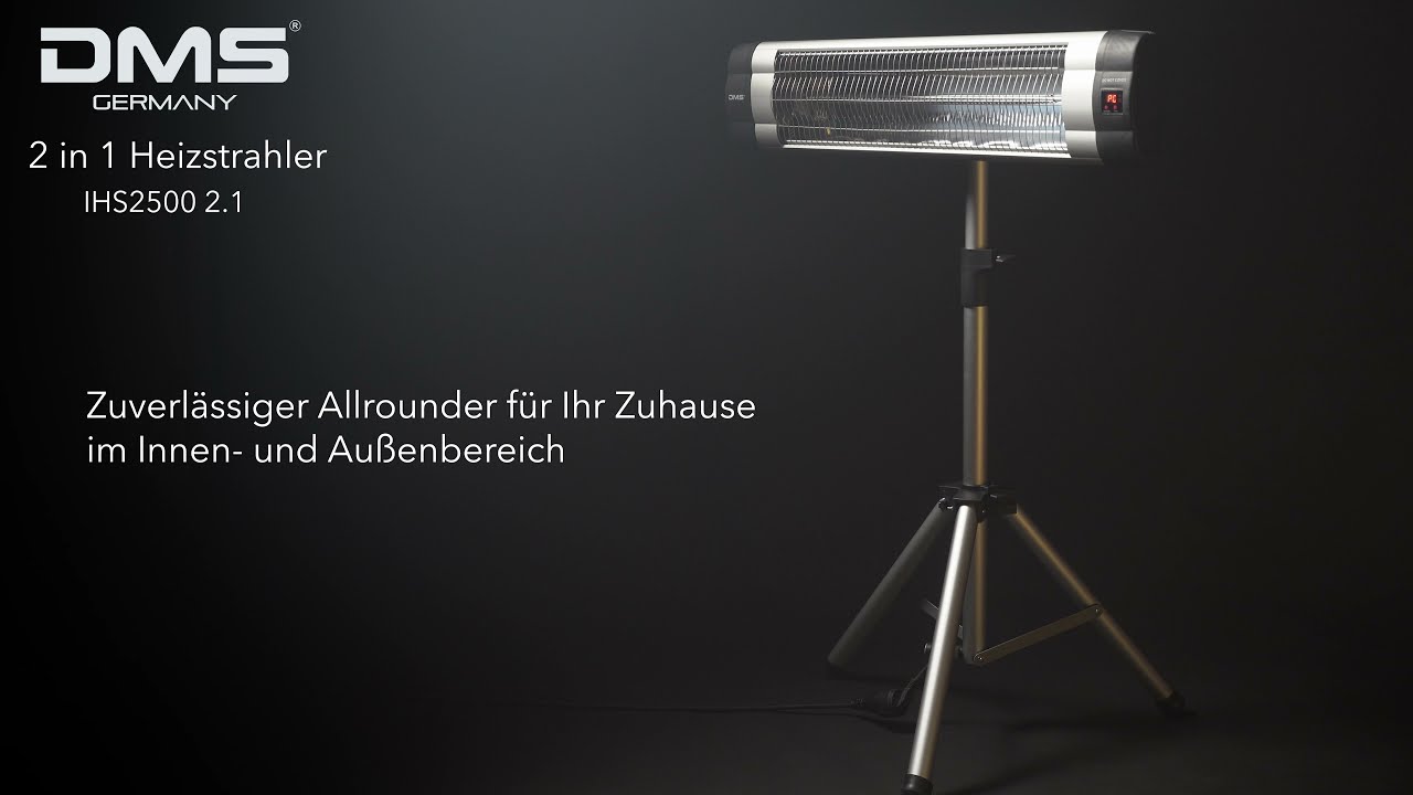DMS Germany IHS 2500 Infrarotstrahler Heizstrahler Terrassenstrahler (2500W) inkl. Teleskopstativ