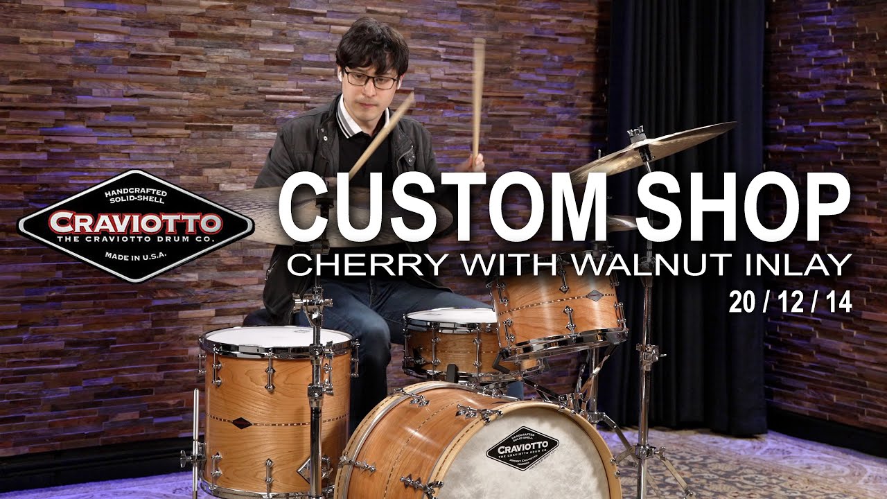 Craviotto Custom Shop Cherry Drum Set with Walnut Inlay 20/12/14 (CRKIT3PC20CHWI)