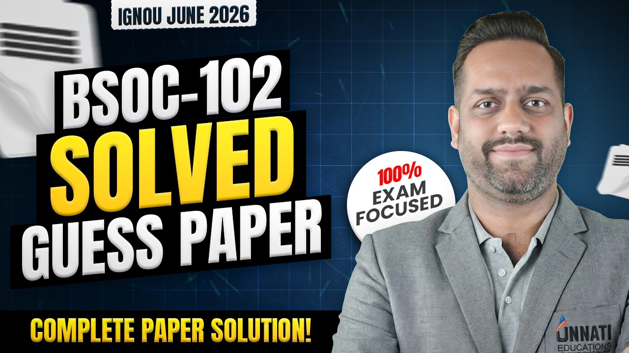 BSOC 102 Important Questions 2026 | IGNOU Guess Paper | June 2026 Exam 🔥