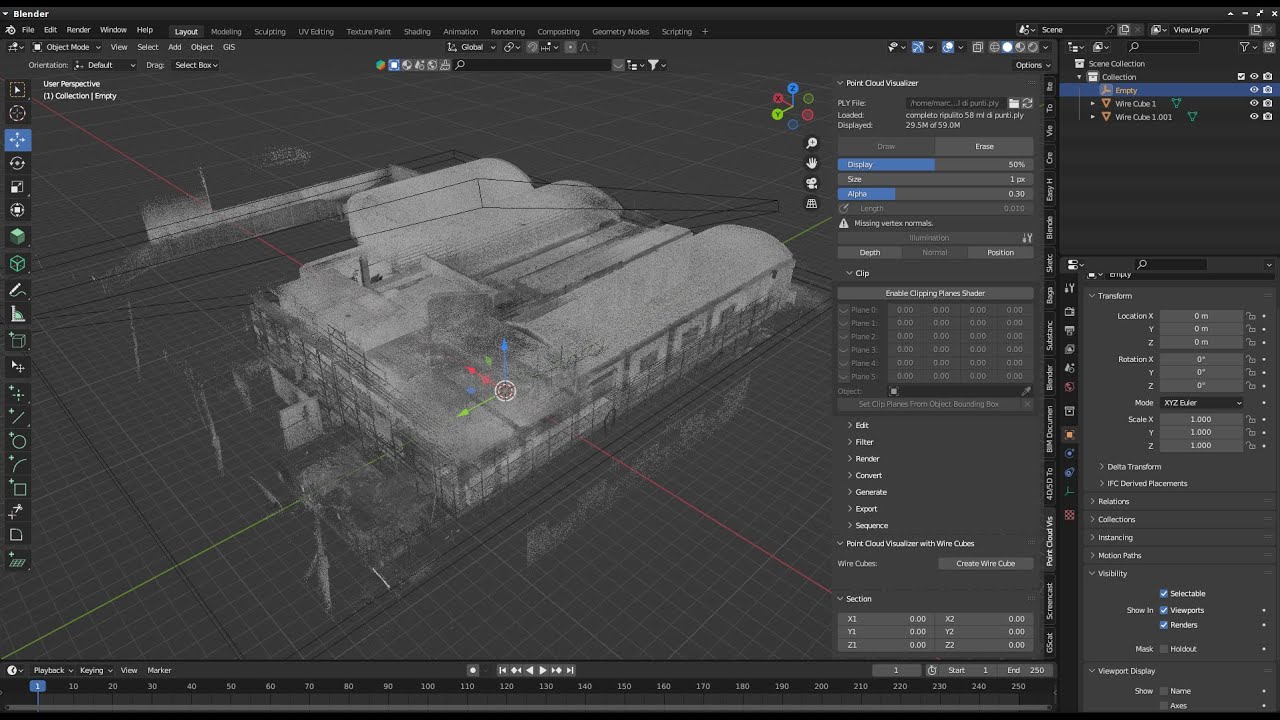 Section and cube Section for Point Cloud Visualizer