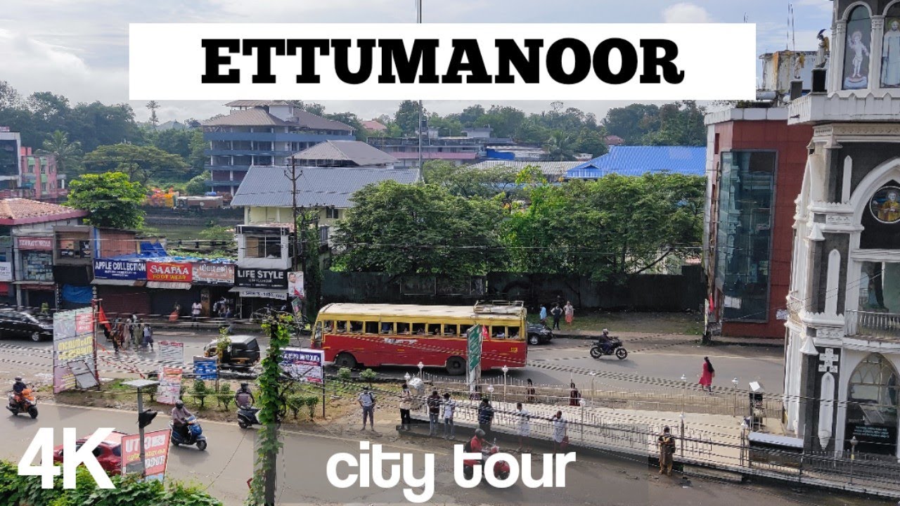 Driving in Ettumanoor town | Ettumanoor town tour | Kerala virtual tour | 4K Ultra HD Indian streets