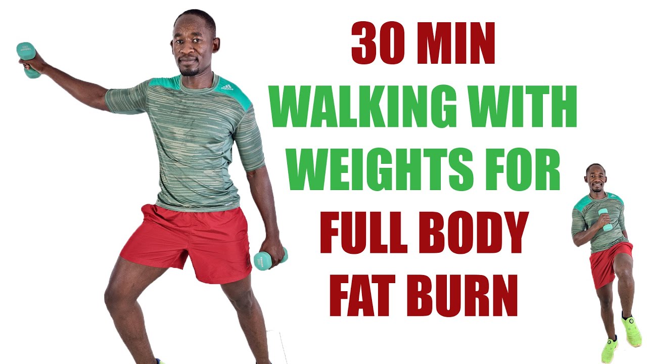 30 Minute Indoor Walking with Weights For Full Body Fat Burn