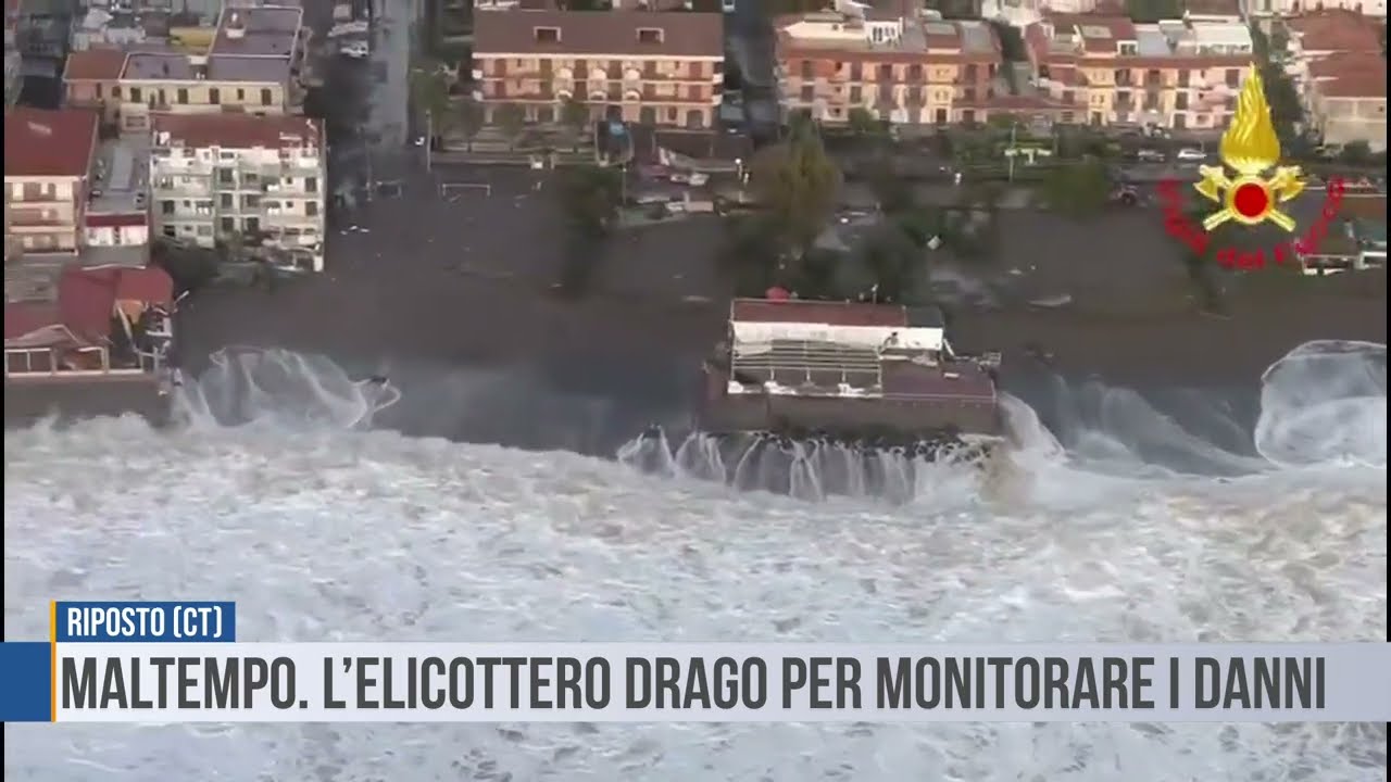 Riposto: maltempo. L’elicottero Drago per monitorare i danni