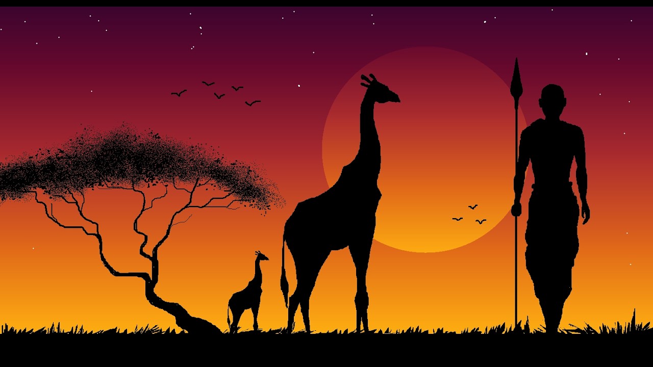 Draw in Ms Paint | Ms Paint Drawing | paint in computer | scenery drawing | How to draw Masai Sunset