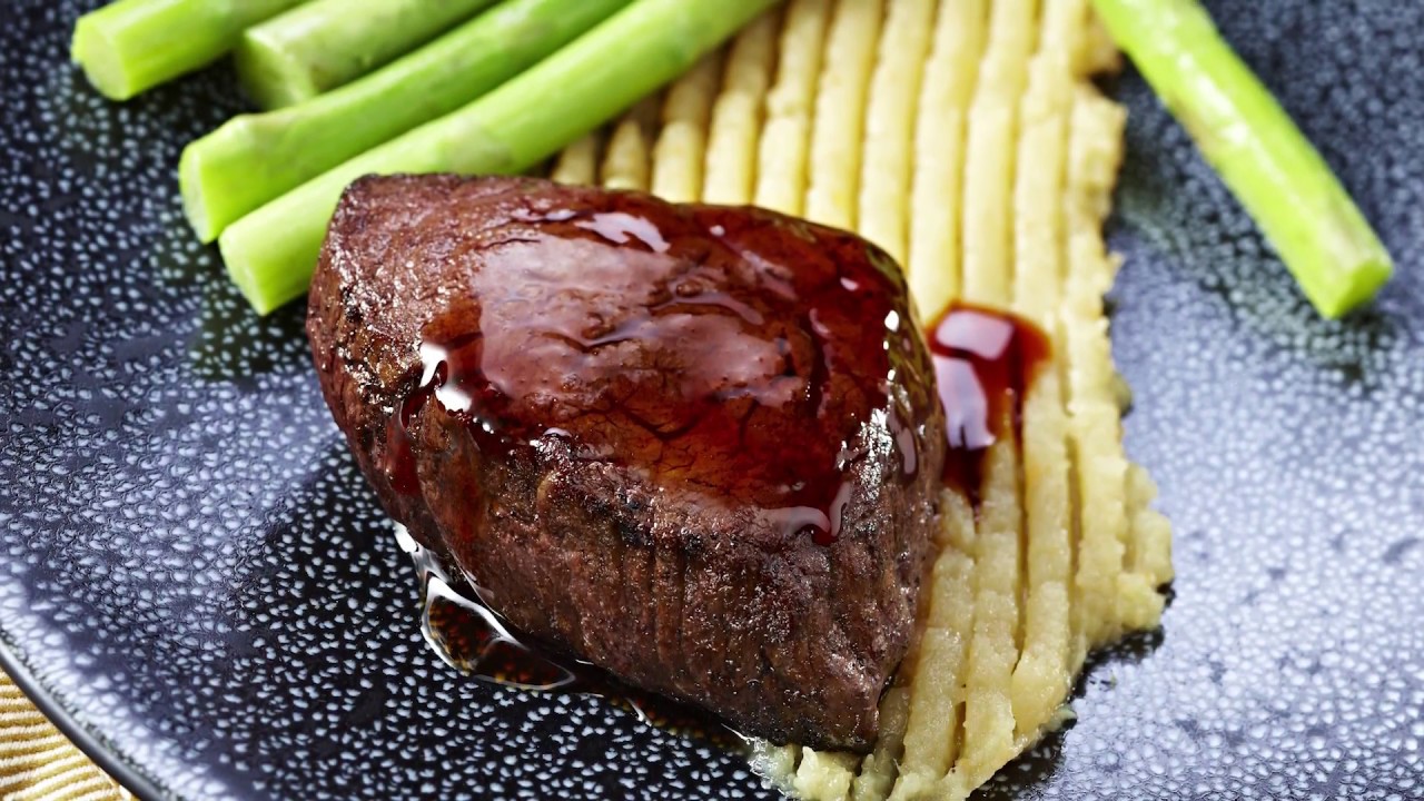 Keurslager recept - Biefstuk met bietenpuree en groene asperges