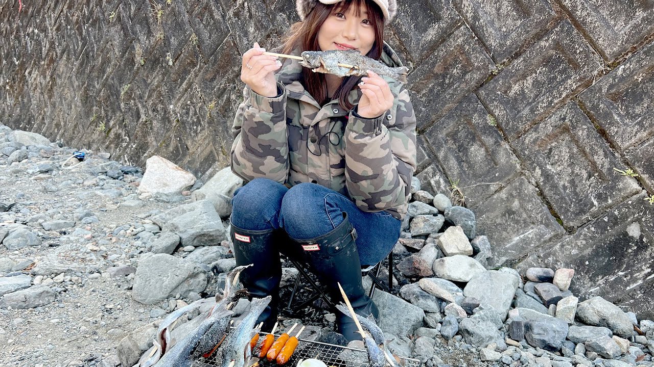 【エリアトラウト】釣ってその場でBBQ！めちゃ美味い～♡