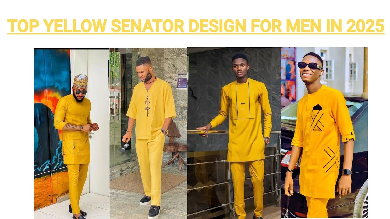 Top Yellow Senator Designs for Men in 2025 | African Fashion Trends That Turn Heads