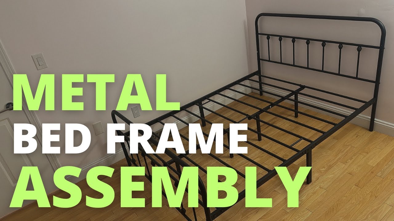 Yaheetech Classic Metal Platform Bed Frame Assembly | Classic Iron Platform Bed with High Headboard