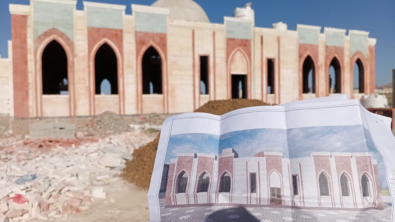 بناء جامع | الجزء الثامن والاخير | شرح تنفيذ بناء الحجر للواجهات من البداية حتى النهاية