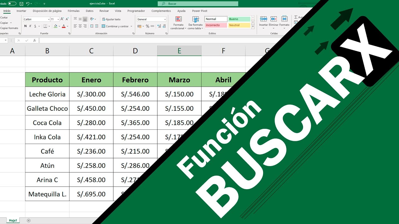Como usar la Función BUSCARX en Excel
