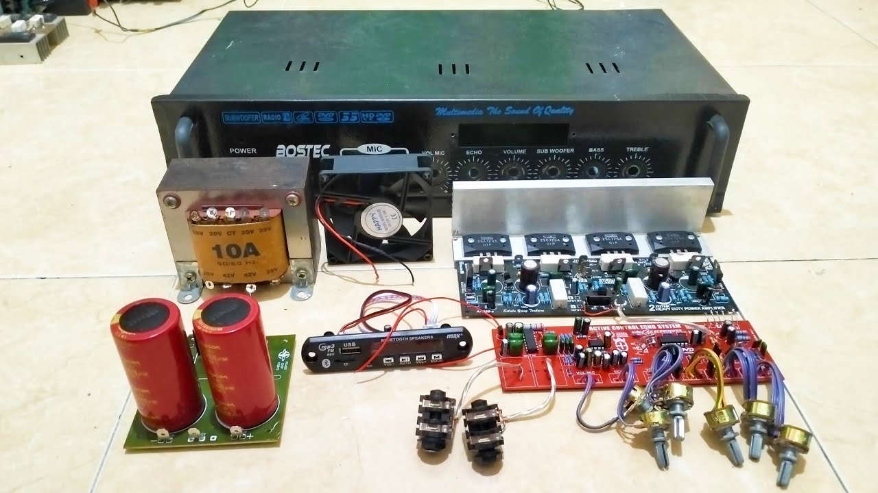 Cara Merakit Power Amplifier Rumahan Fitur Lengkap MP3 Bt dan Subwoofer