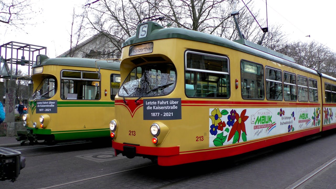 Abschiedsfahrten mit historischen Stadtbahnen in der Kaiserstraße in Karlsruhe (Teil 2)