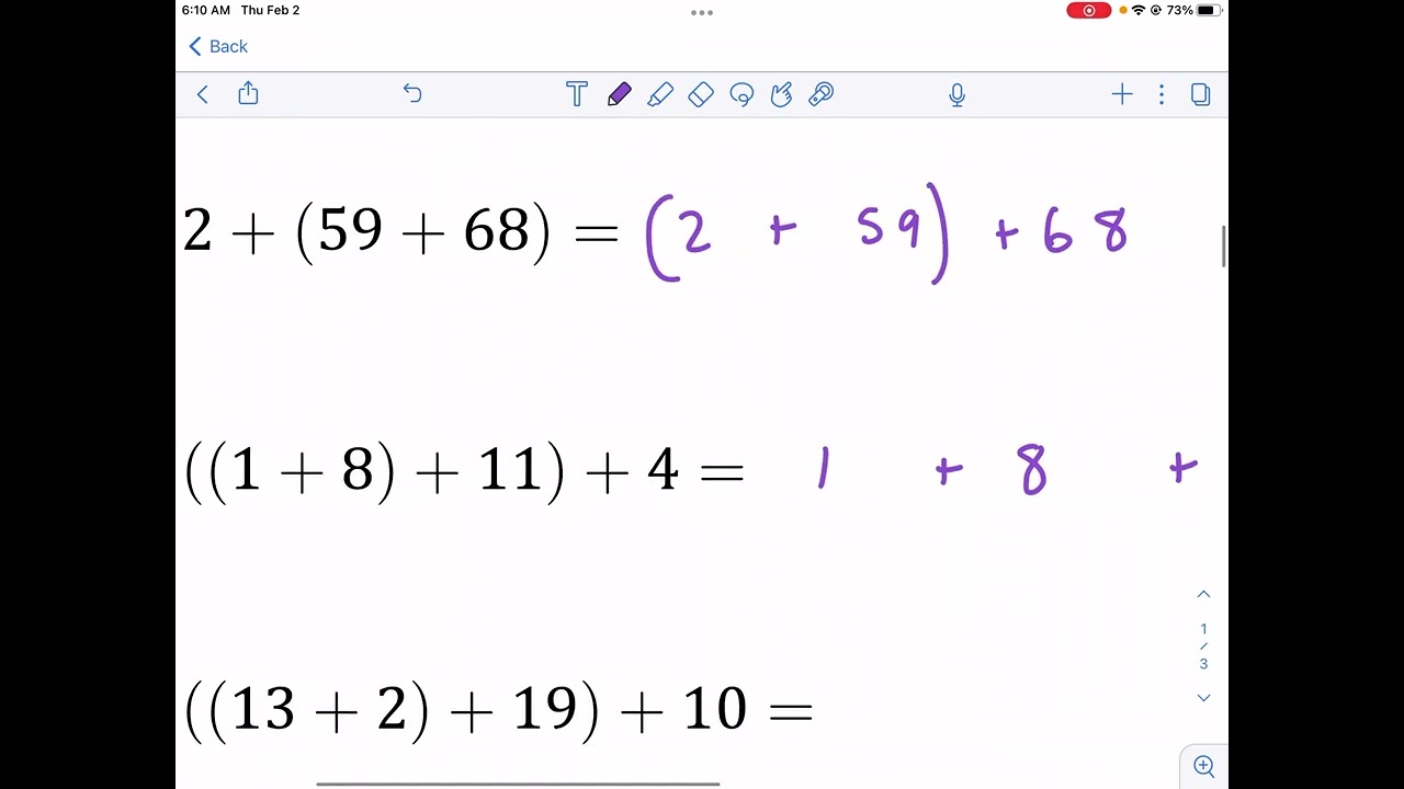 Math-Drills: Associative Law of Addition