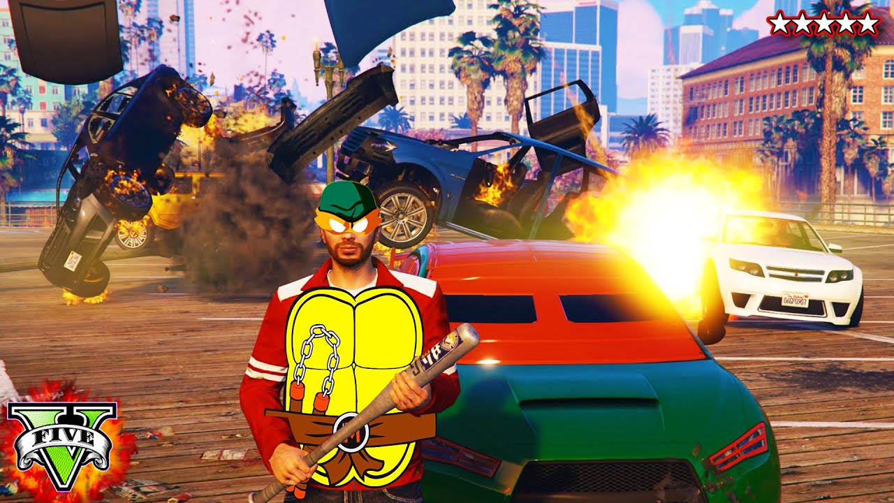 GTA 5 NINJA TURTLES!!! - Teenage Mutant Ninja Turtles BASE ATTACK (GTA 5)