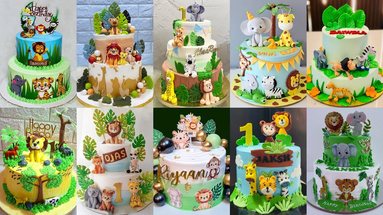 🌈Jungle Theme Cake Design/Jungle Cake/Boys Birthday Cake/Birthday Cake For Boys/Animal Theme Cake