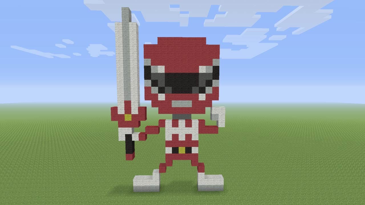 Minecraft Pixel Art - Red Ranger from Mighty Morphin Power Rangers