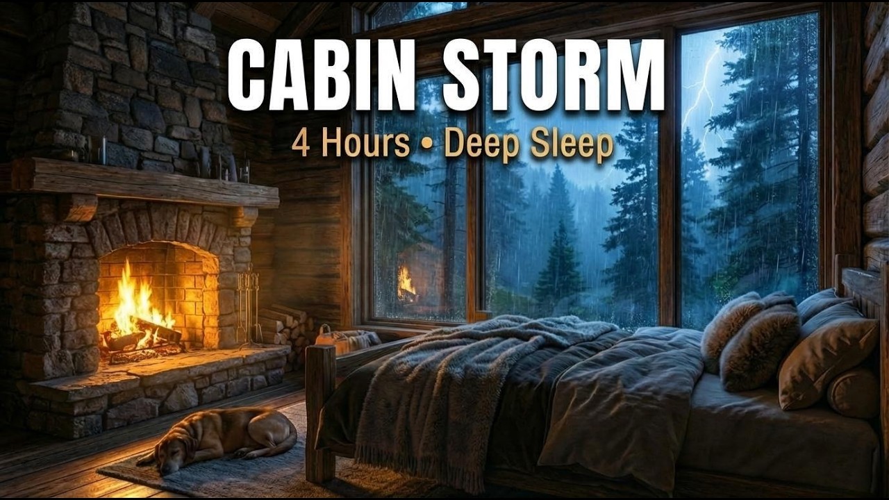 Cabin Thunderstorm | (4 Hours of Rain for Deep Sleep)