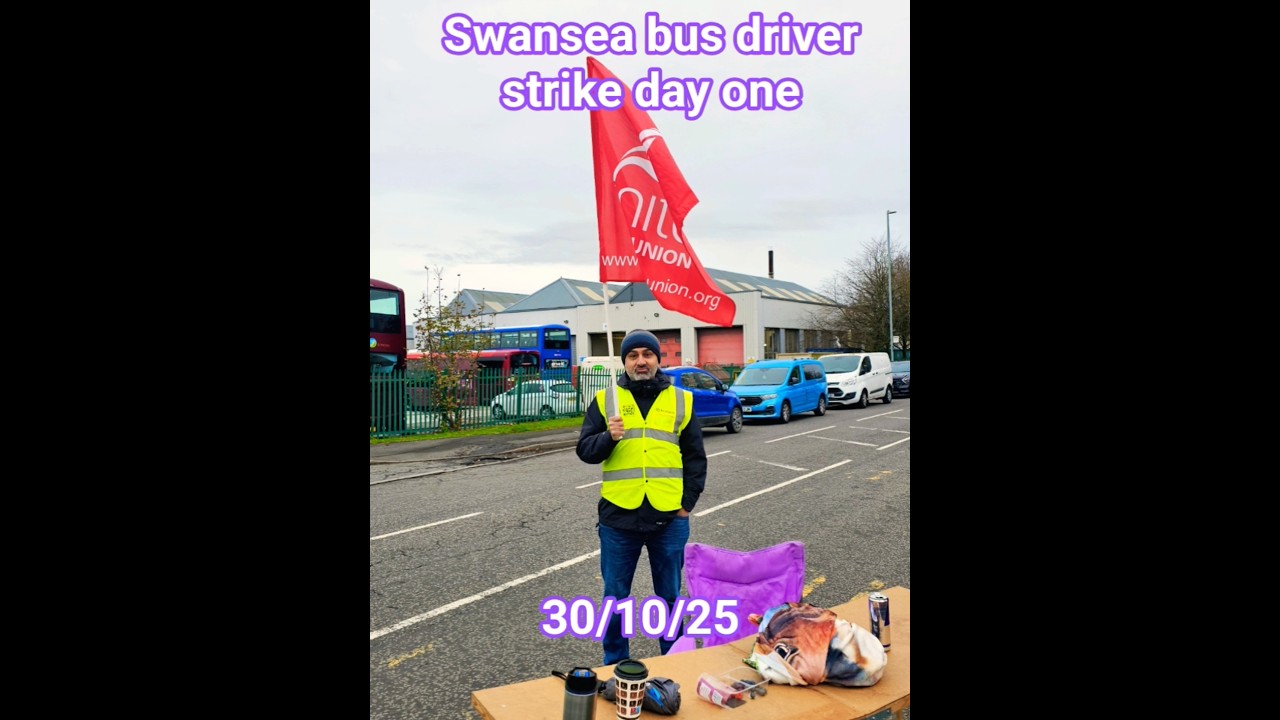 An incredible turnout to support day one of the Swansea drivers strike. 
