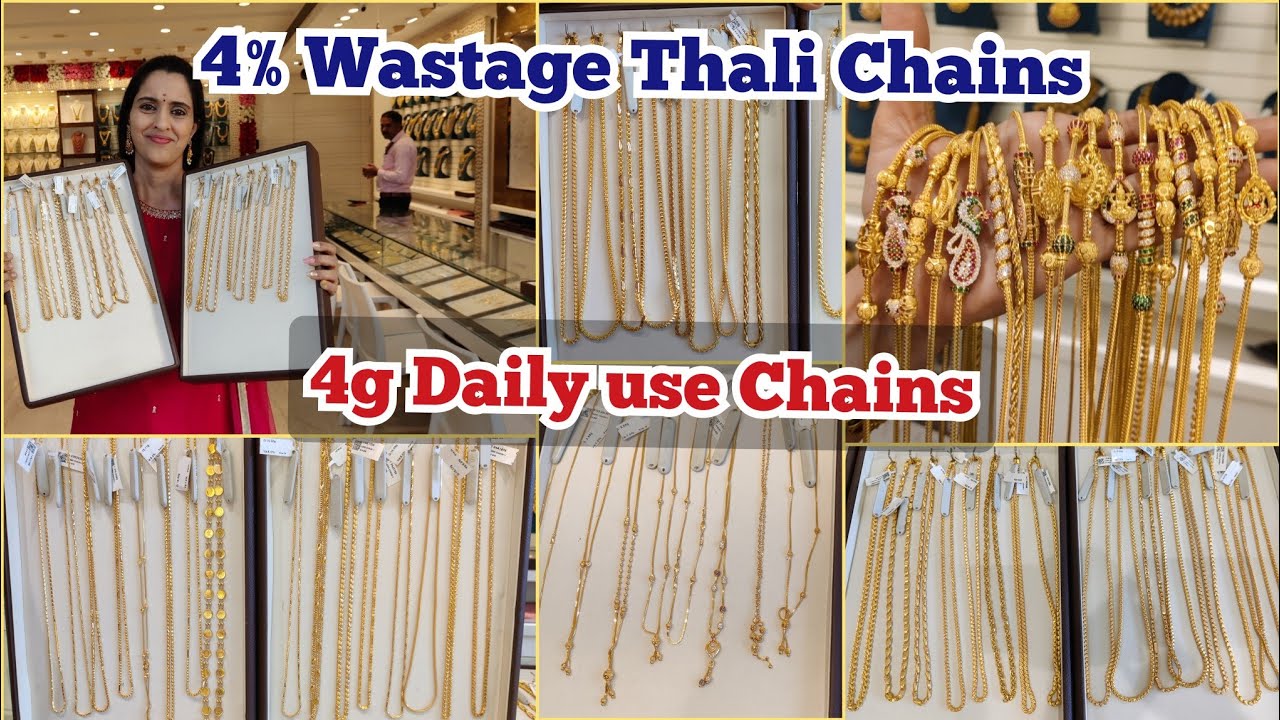 4g Dailyuse Short Chains| 12g Long Chains| 16g Marriage Thali MOP Mugappu Chains| Jai Guru Jewellers